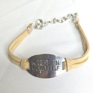 "Believe In Yourself" Faux Leather Bracelet